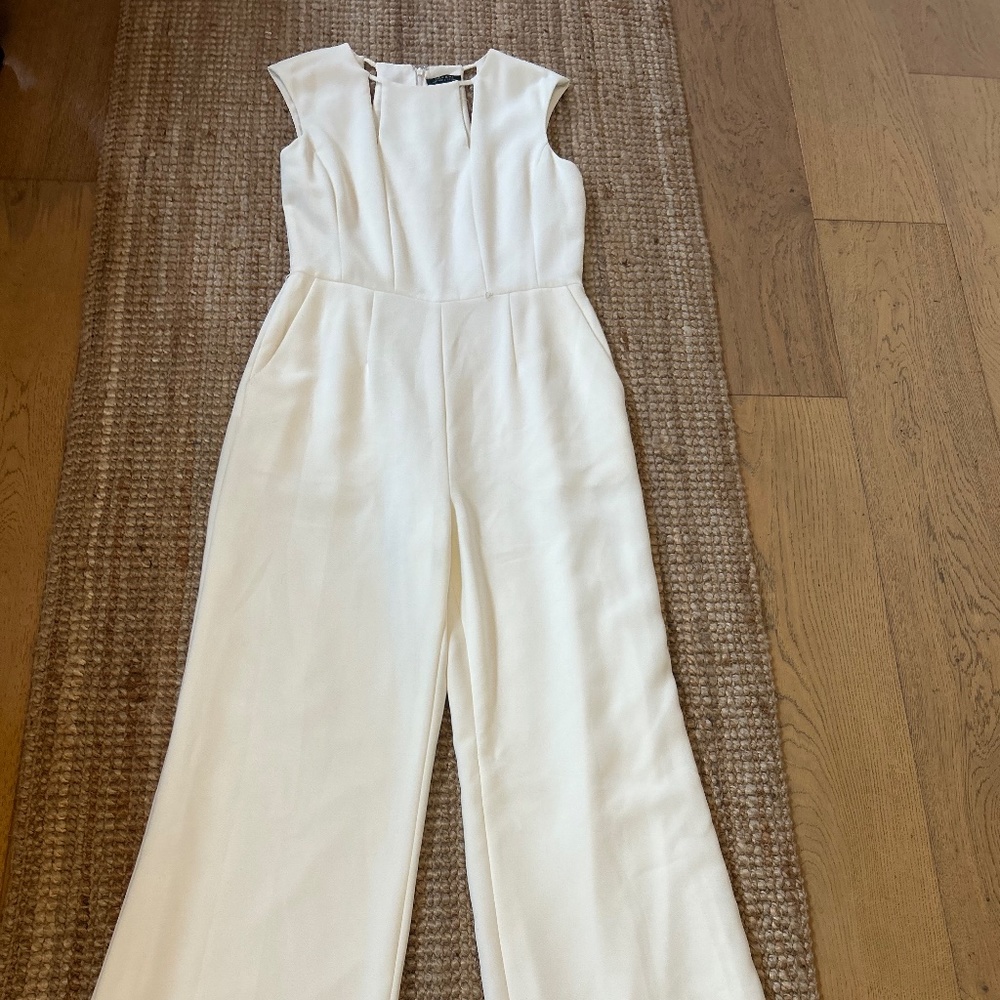 Tahari Winter White Lined Jumpsuit